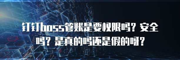 钉钉boss管账是要权限吗?安全吗?是真的吗还是假的呀?