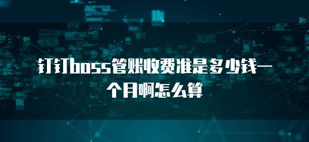 钉钉boss管账收费准是多少钱一个月啊怎么算