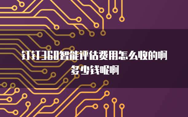 钉钉360智能评估费用怎么收的啊多少钱呢啊