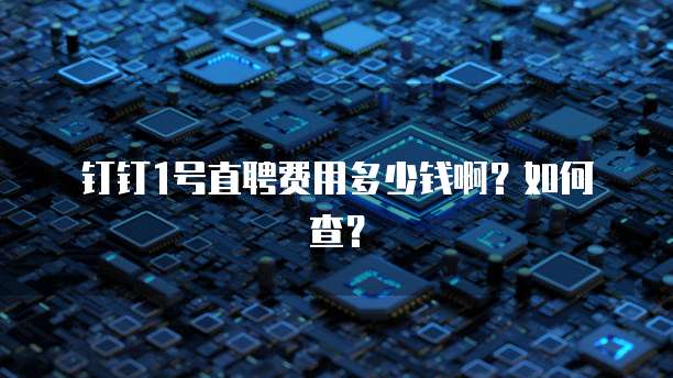 钉钉1号直聘费用多少钱啊?如何查?