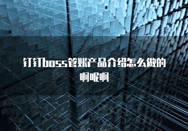 钉钉boss管账产品介绍怎么做的啊呢啊