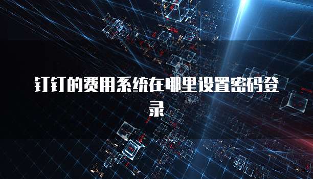 钉钉的费用系统在哪里设置密码登录