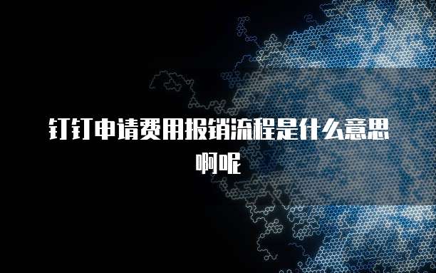 钉钉申请费用报销流程是什么意思啊呢