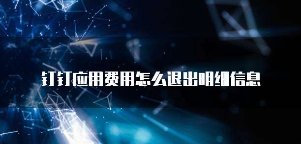 钉钉应用费用怎么退出明细信息