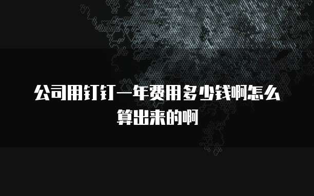 公司用钉钉一年费用多少钱啊怎么算出来的啊