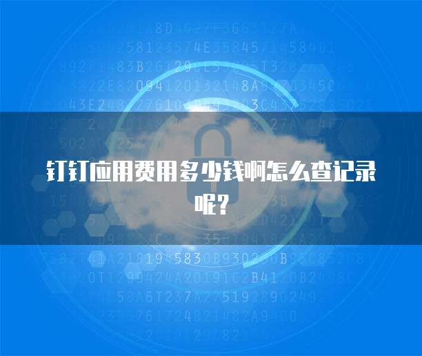 钉钉应用费用多少钱啊怎么查记录呢?