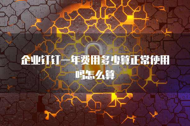 企业钉钉一年费用多少算正常使用吗怎么算