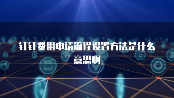 钉钉费用申请流程设置方法是什么意思啊