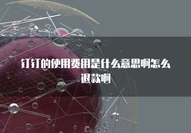钉钉的使用费用是什么意思啊怎么退款啊