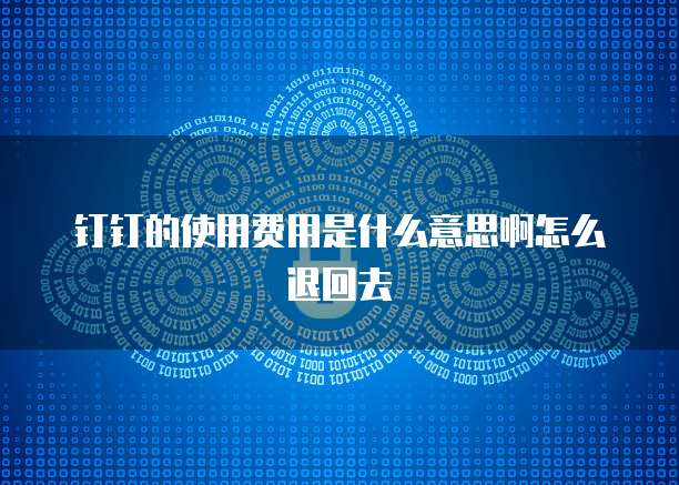 钉钉的使用费用是什么意思啊怎么退回去