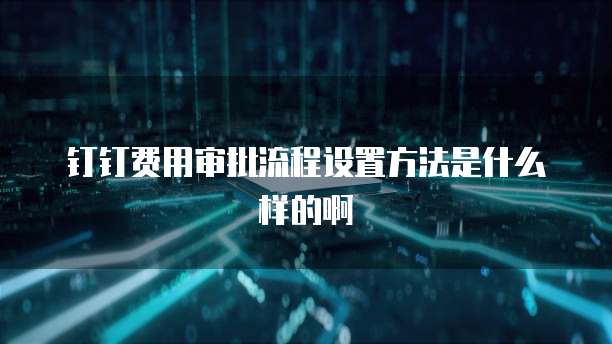 钉钉费用审批流程设置方法是什么样的啊
