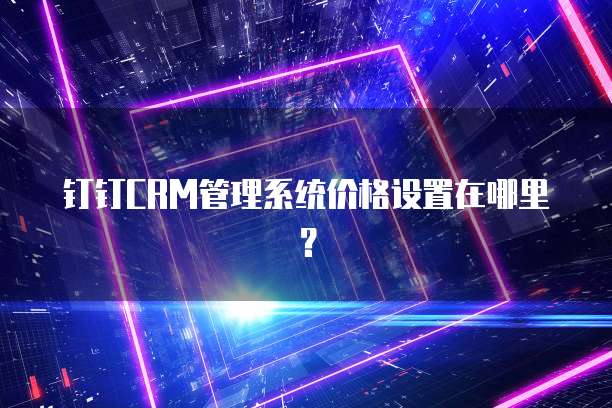 钉钉CRM管理系统价格设置在哪里？