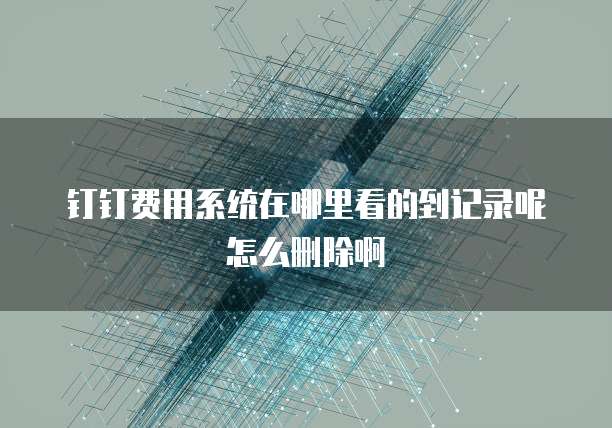 钉钉费用系统在哪里看的到记录呢怎么删除啊
