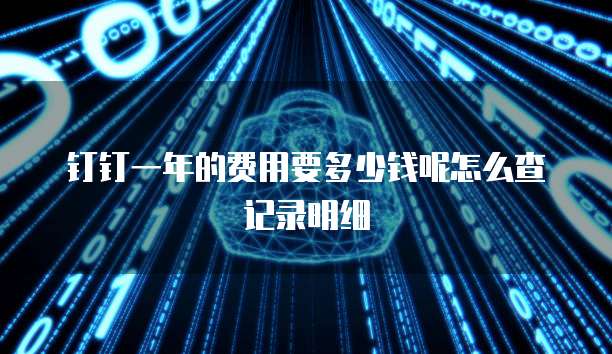 钉钉一年的费用要多少钱呢怎么查记录明细