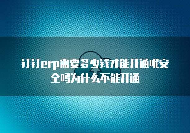 钉钉erp需要多少钱才能开通呢安全吗为什么不能开通