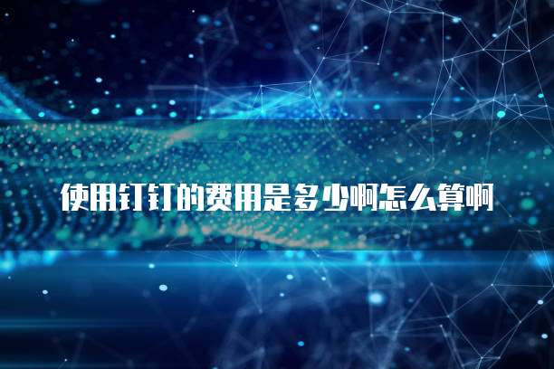 使用钉钉的费用是多少啊怎么算啊