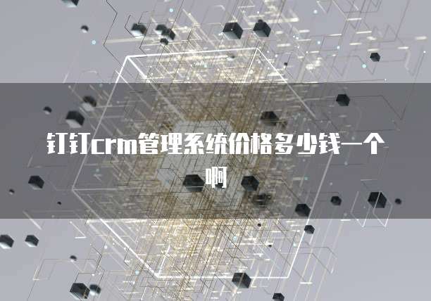 钉钉crm管理系统价格多少钱一个啊