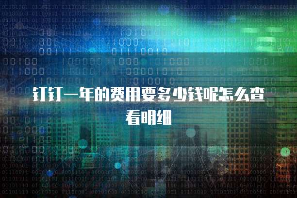 钉钉一年的费用要多少钱呢怎么查看明细