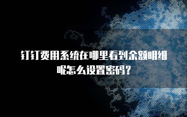 钉钉费用系统在哪里看到余额明细呢怎么设置密码?