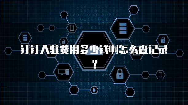 钉钉入驻费用多少钱啊怎么查记录?