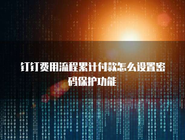 钉钉费用流程累计付款怎么设置密码保护功能