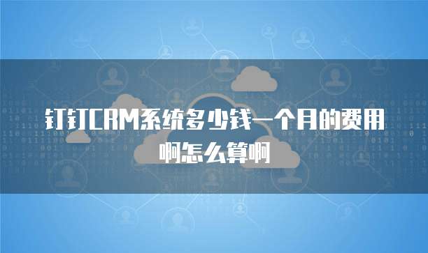 钉钉CRM系统多少钱一个月的费用啊怎么算啊