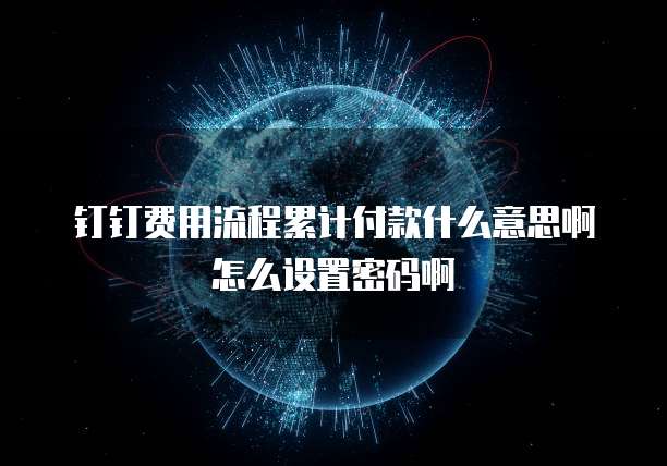 钉钉费用流程累计付款什么意思啊怎么设置密码啊