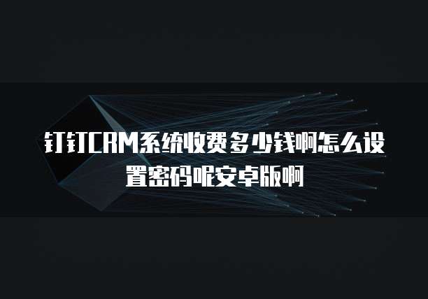 钉钉CRM系统收费多少钱啊怎么设置密码呢安卓版啊
