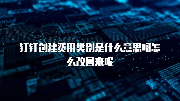钉钉创建费用类别是什么意思呀怎么改回来呢