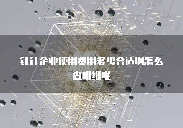钉钉企业使用费用多少合适啊怎么查明细呢
