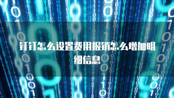 钉钉怎么设置费用报销怎么增加明细信息