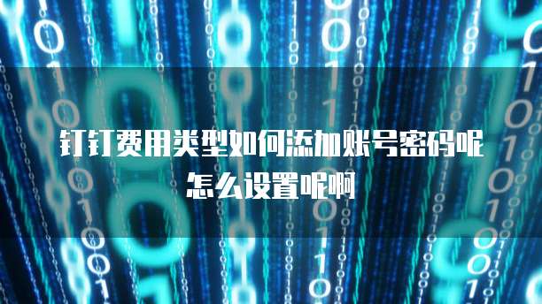 钉钉费用类型如何添加账号密码呢怎么设置呢啊