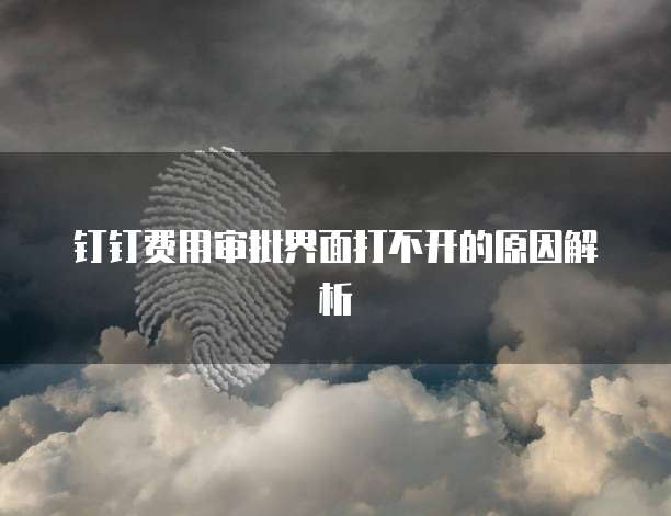 钉钉费用审批界面打不开的原因解析