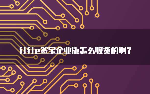 钉钉e签宝企业版怎么收费的啊?
