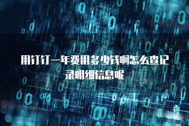 用钉钉一年费用多少钱啊怎么查记录明细信息呢