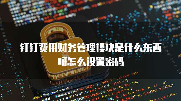 钉钉费用财务管理模块是什么东西呀怎么设置密码