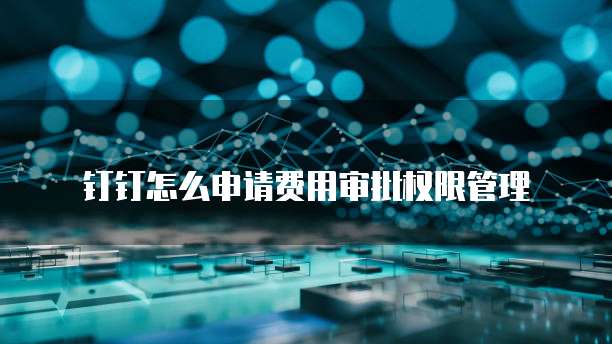 钉钉怎么申请费用审批权限管理