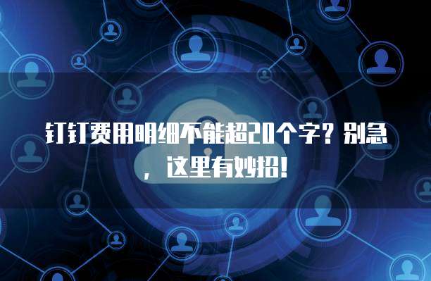 钉钉费用明细不能超20个字?别急,这里有妙招!