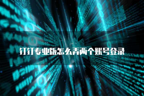 钉钉专业版怎么弄两个账号登录