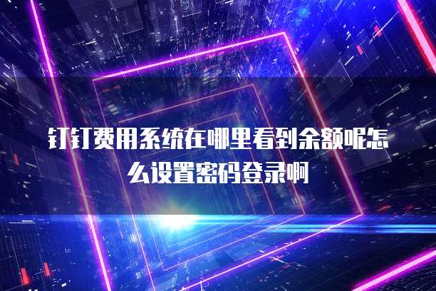钉钉费用系统在哪里看到余额呢怎么设置密码登录啊