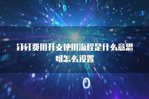 钉钉费用开支使用流程是什么意思呀怎么设置