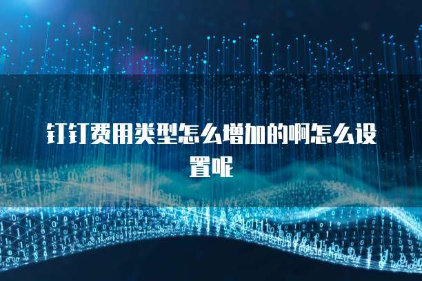 钉钉费用类型怎么增加的啊怎么设置呢
