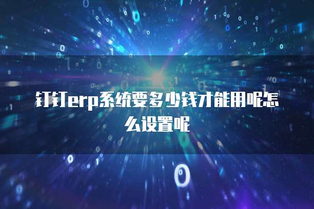 钉钉erp系统要多少钱才能用呢怎么设置呢