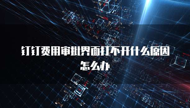 钉钉费用审批界面打不开什么原因怎么办
