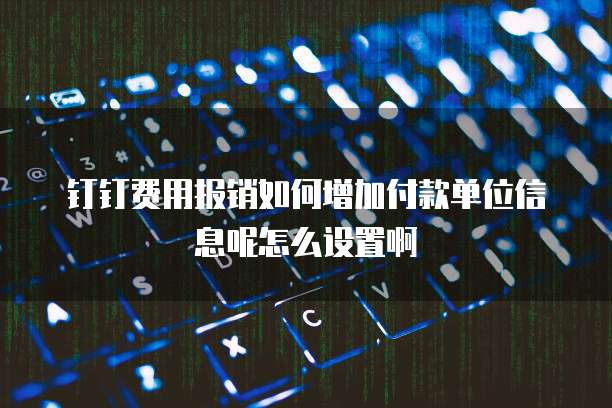 钉钉费用报销如何增加付款单位信息呢怎么设置啊