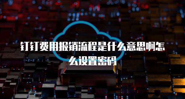 钉钉费用报销流程是什么意思啊怎么设置密码