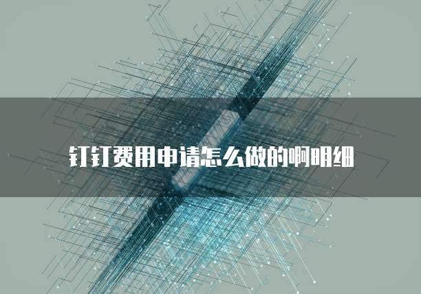 钉钉费用申请怎么做的啊明细
