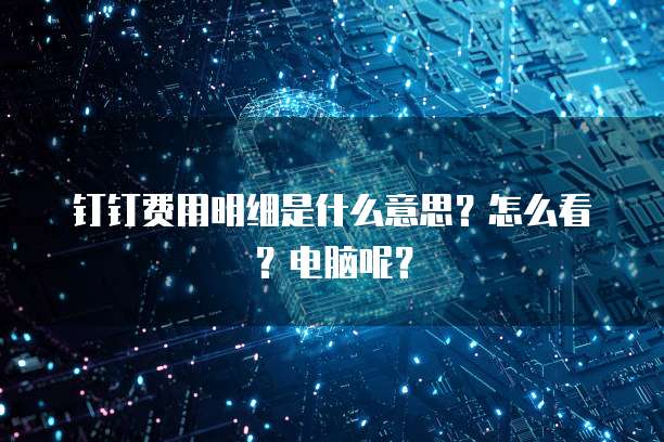 钉钉费用明细是什么意思?怎么看?电脑呢?