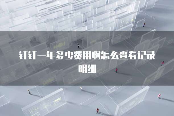 钉钉一年多少费用啊怎么查看记录明细