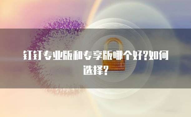 钉钉专业版和专享版哪个好?如何选择?